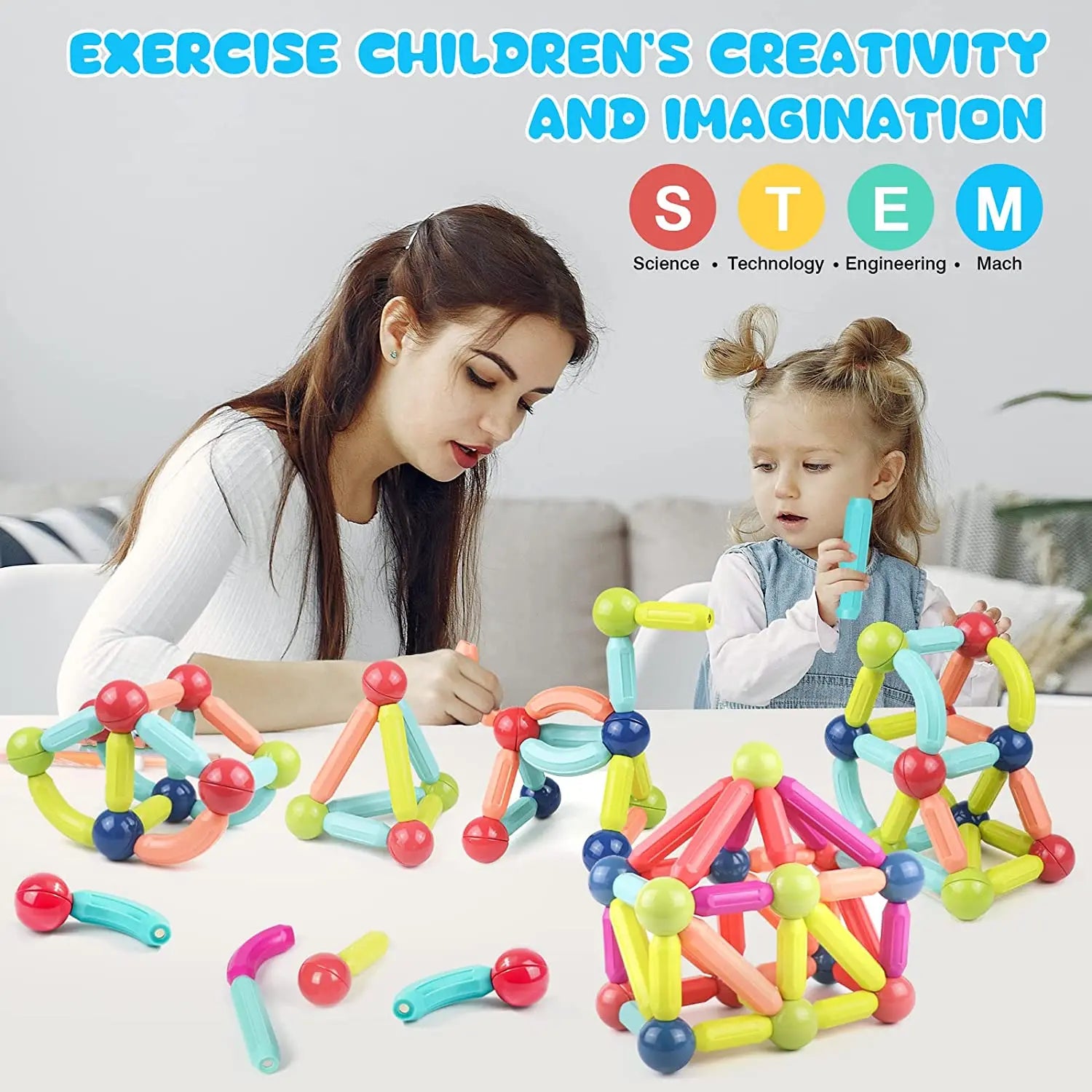 Montessori Magnetic Building Blocks Set for Kids - Creative Play