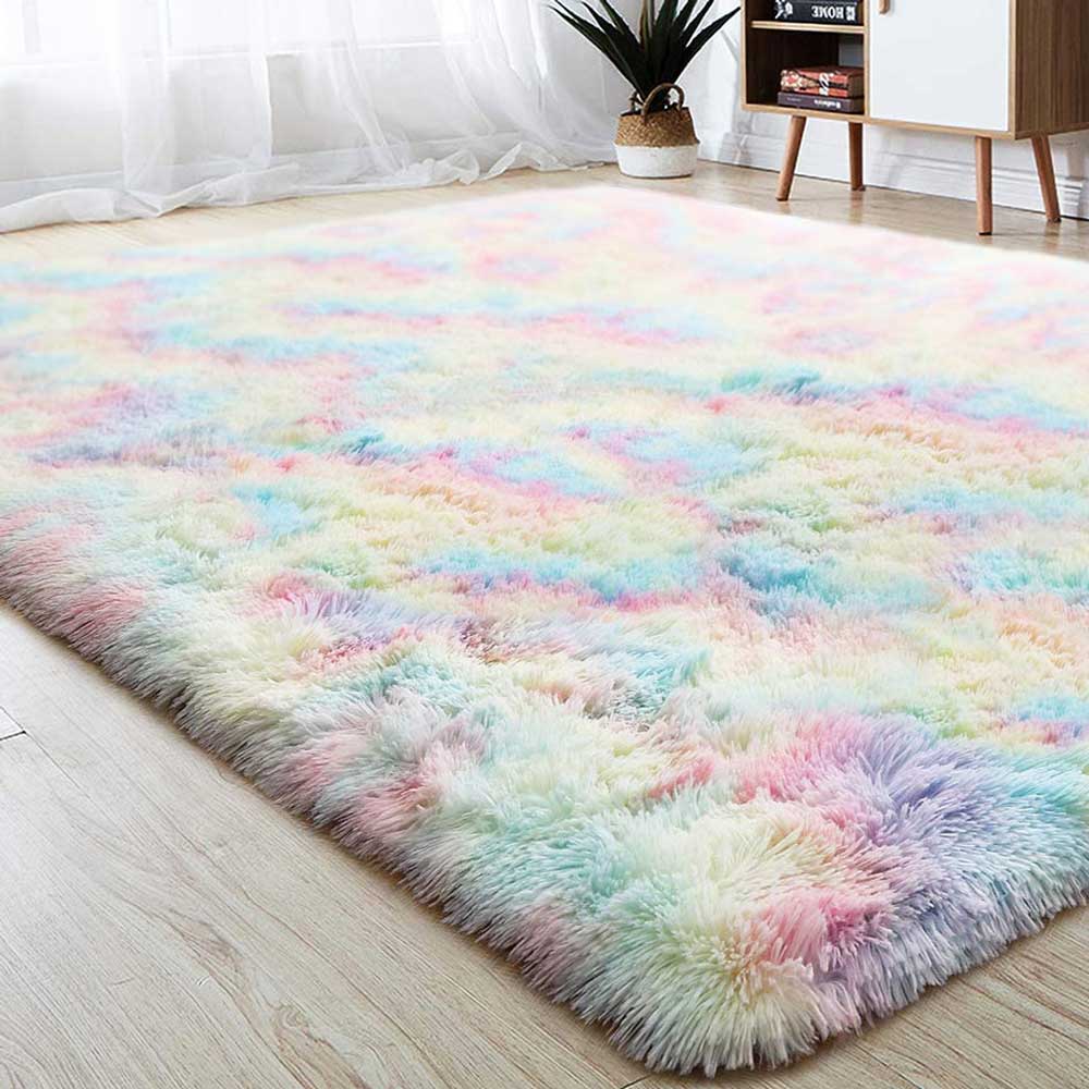 Soft Rainbow Area Rug for Cozy and Colorful Home Decor