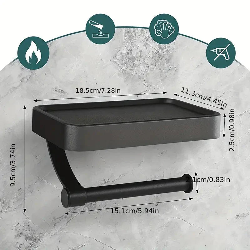 Modern Toilet Paper Holder with Wall Shelf Storage