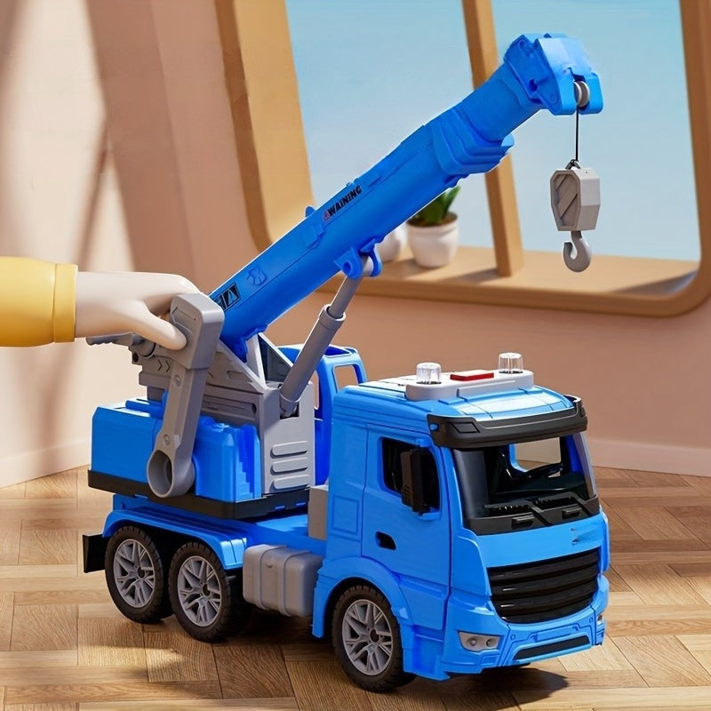 Crane Truck Toy with Lights Sounds and Movable Parts for Kids