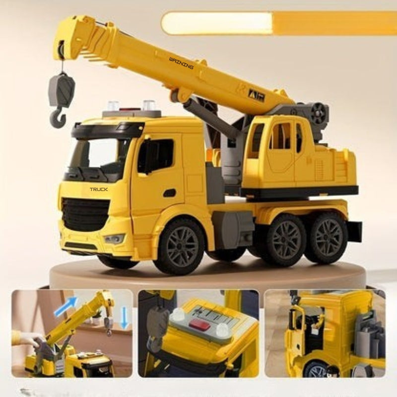 Crane Truck Toy with Lights Sounds and Movable Parts for Kids