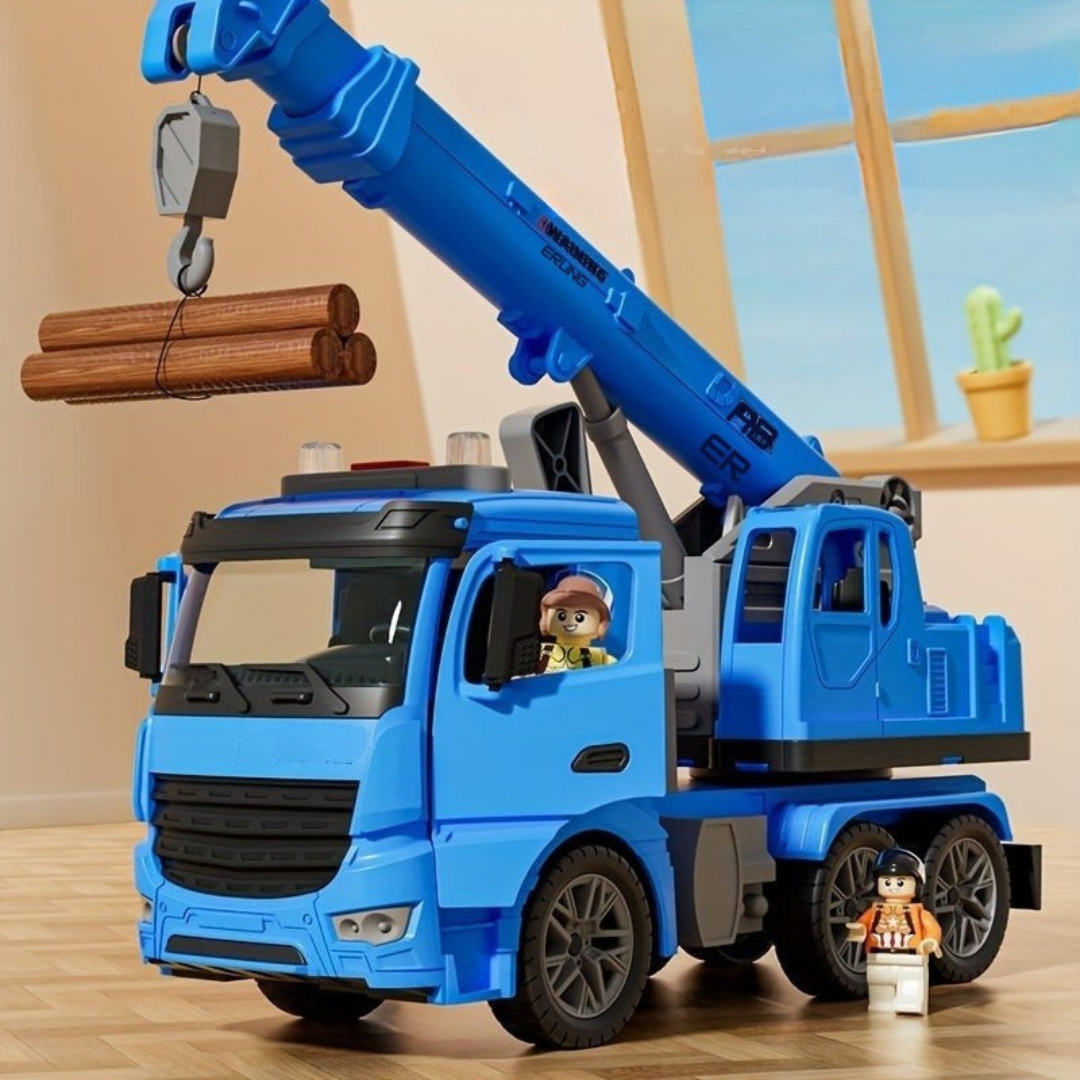 Crane Truck Toy with Lights Sounds and Movable Parts for Kids