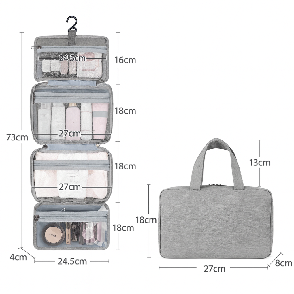 Multi-Compartment Toiletries and Organizer with Storage Pockets