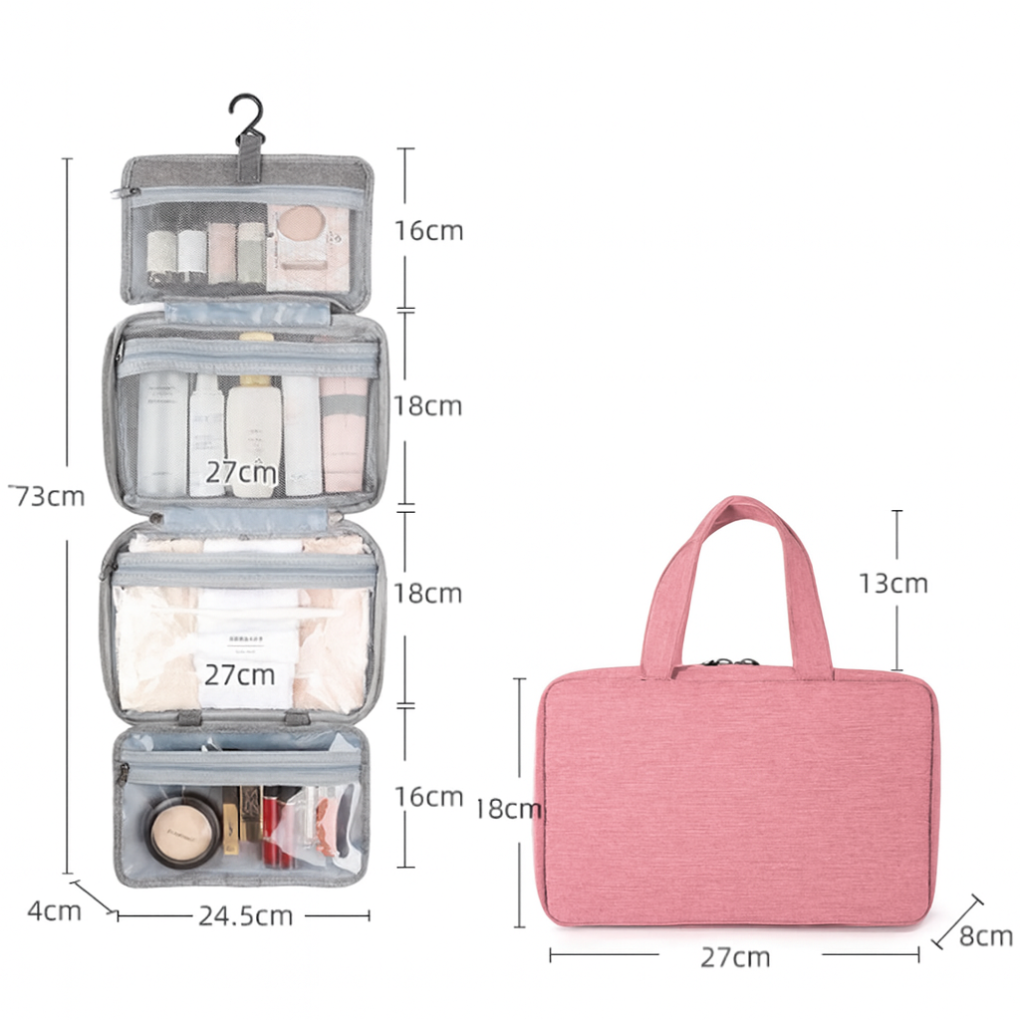 Multi-Compartment Toiletries and Organizer with Storage Pockets