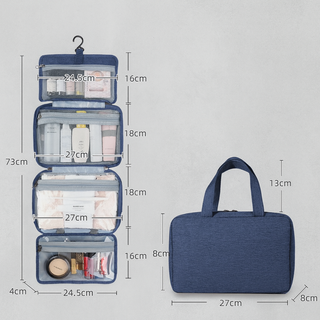 Multi-Compartment Toiletries and Organizer with Storage Pockets