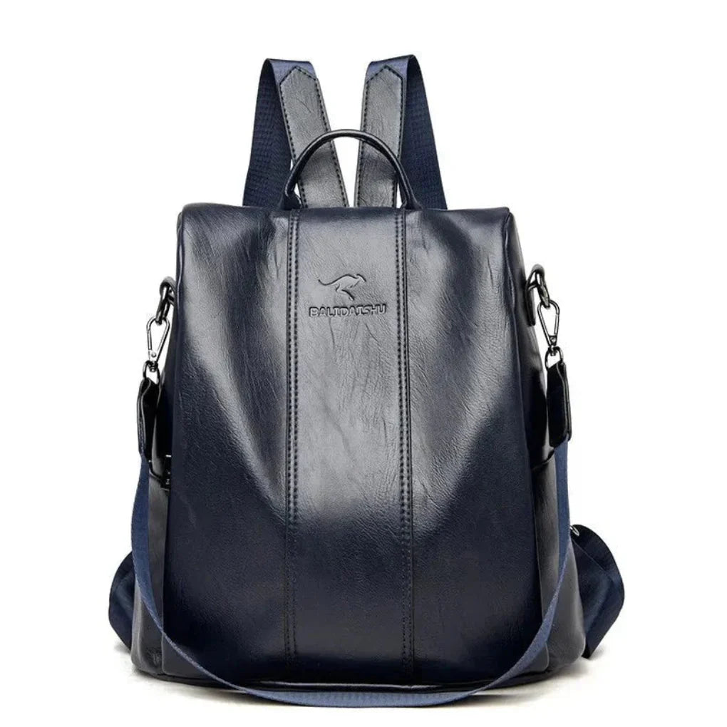 Anti Theft Leather Backpack for Women with Kangaroo Engrave