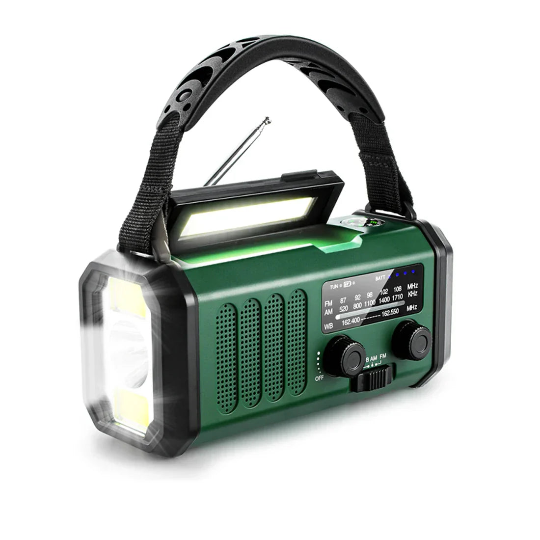 Portable Emergency Radio with Solar and Hand Crank Charging