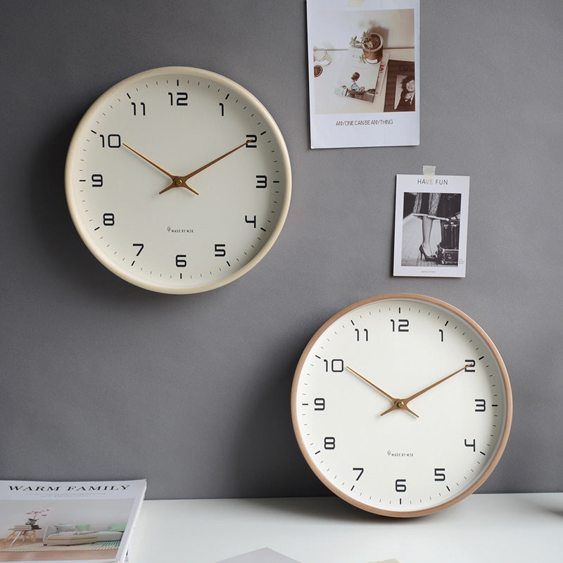 Circular Wooden Frame Wall Clock with Silent Movement