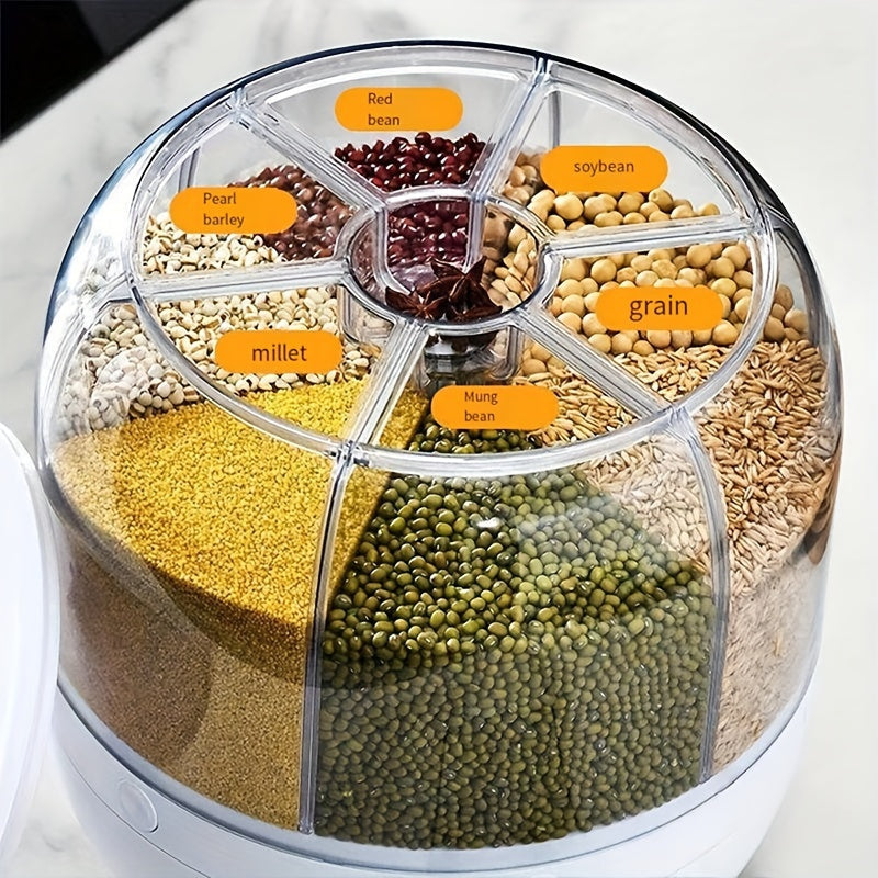 Rotating Grain Storage Container with Lid