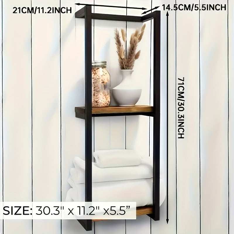 Wall Mounted Metal Towel Rack with Waterproof Bathroom Shelf