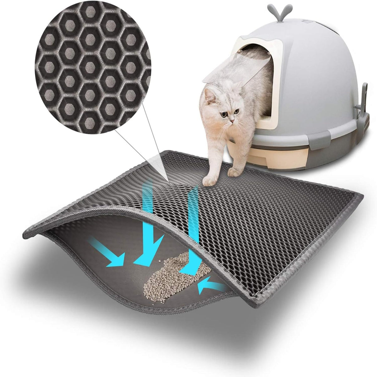 Double Layer Cat Litter Mat for Trapping and Recycling Litter
