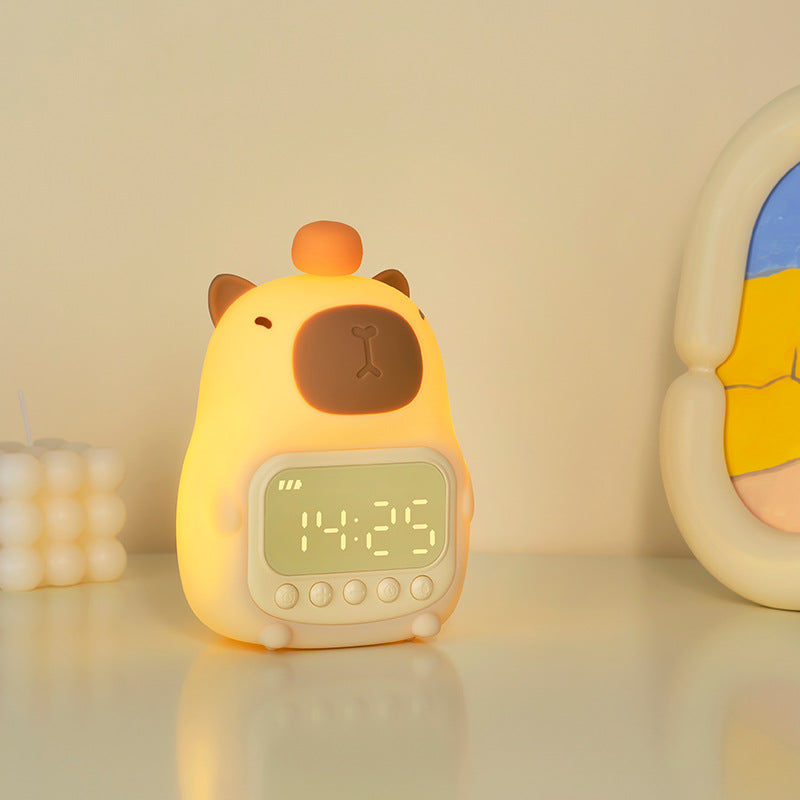 Capybara Night Light with LED Glow and Alarm Clock for Kids