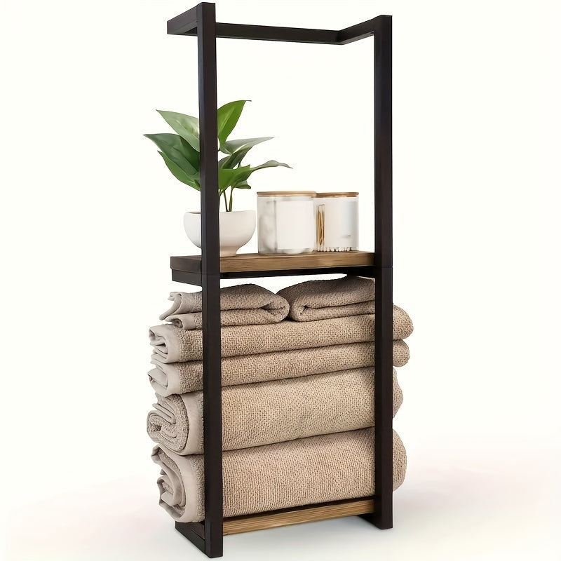 Wall Mounted Metal Towel Rack with Waterproof Bathroom Shelf