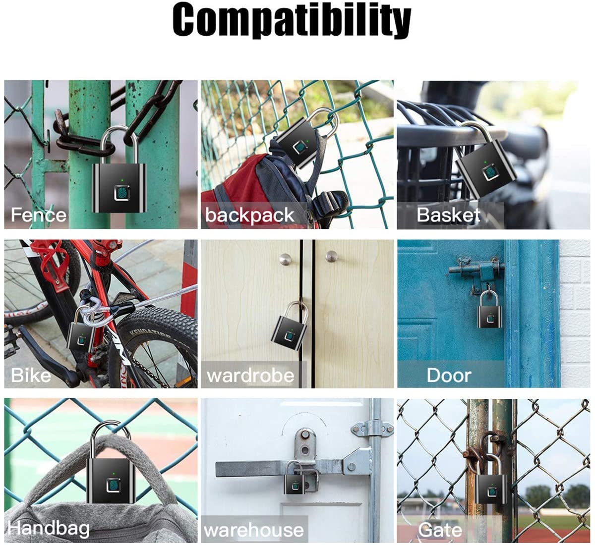 Smart Fingerprint Padlock with USB Rechargeable Battery