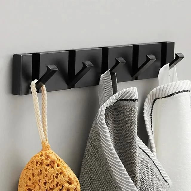 Minimalist Stainless Steel Hook Rack with Retractable Hooks