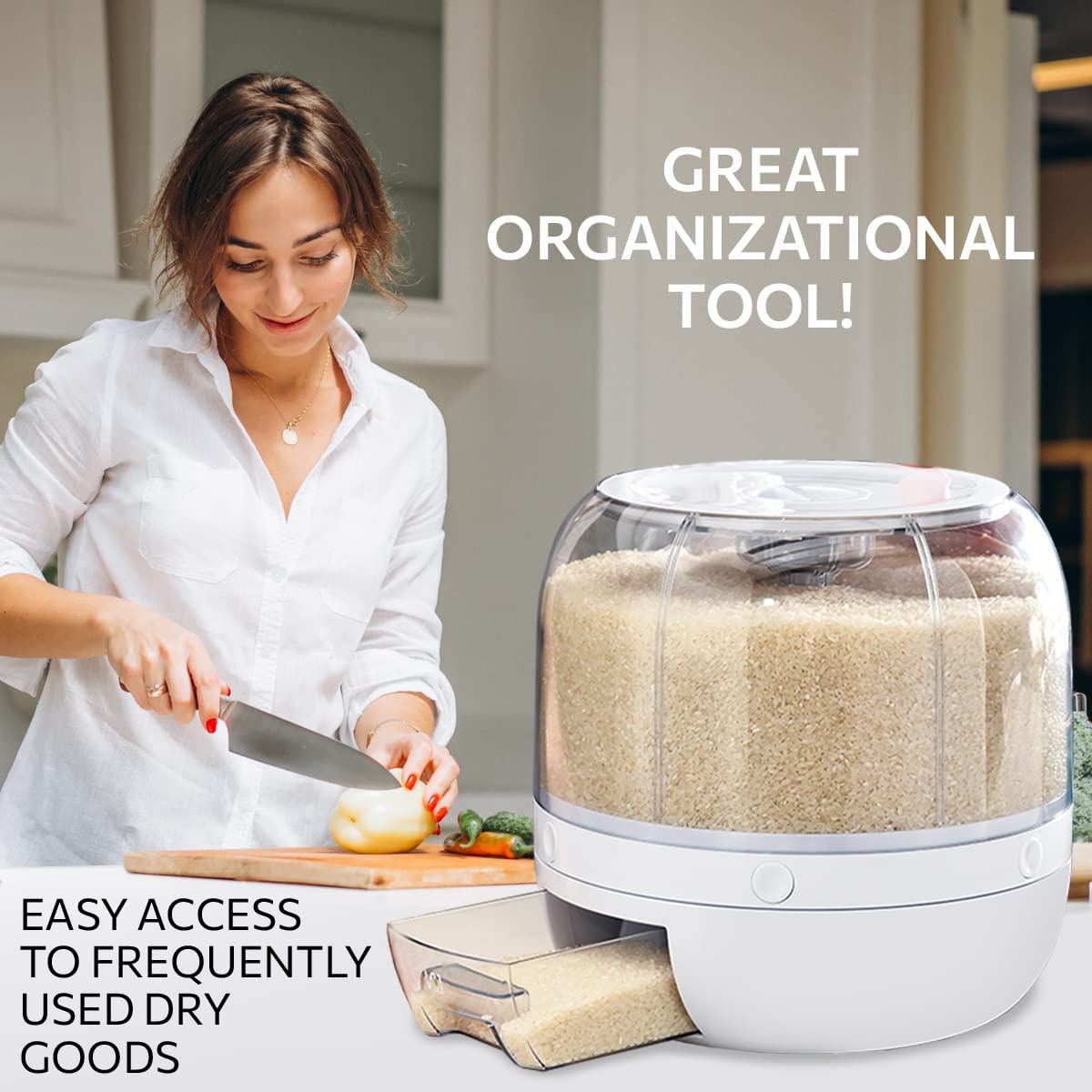 Rotating Grain Dispenser with Multi-Compartment Storage