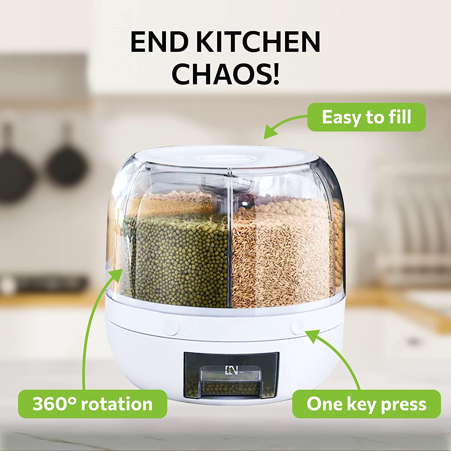 Rotating Grain Dispenser with Multi-Compartment Storage