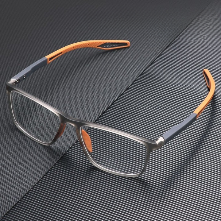 Two-Tone Rectangular Glasses with Textured Grip
