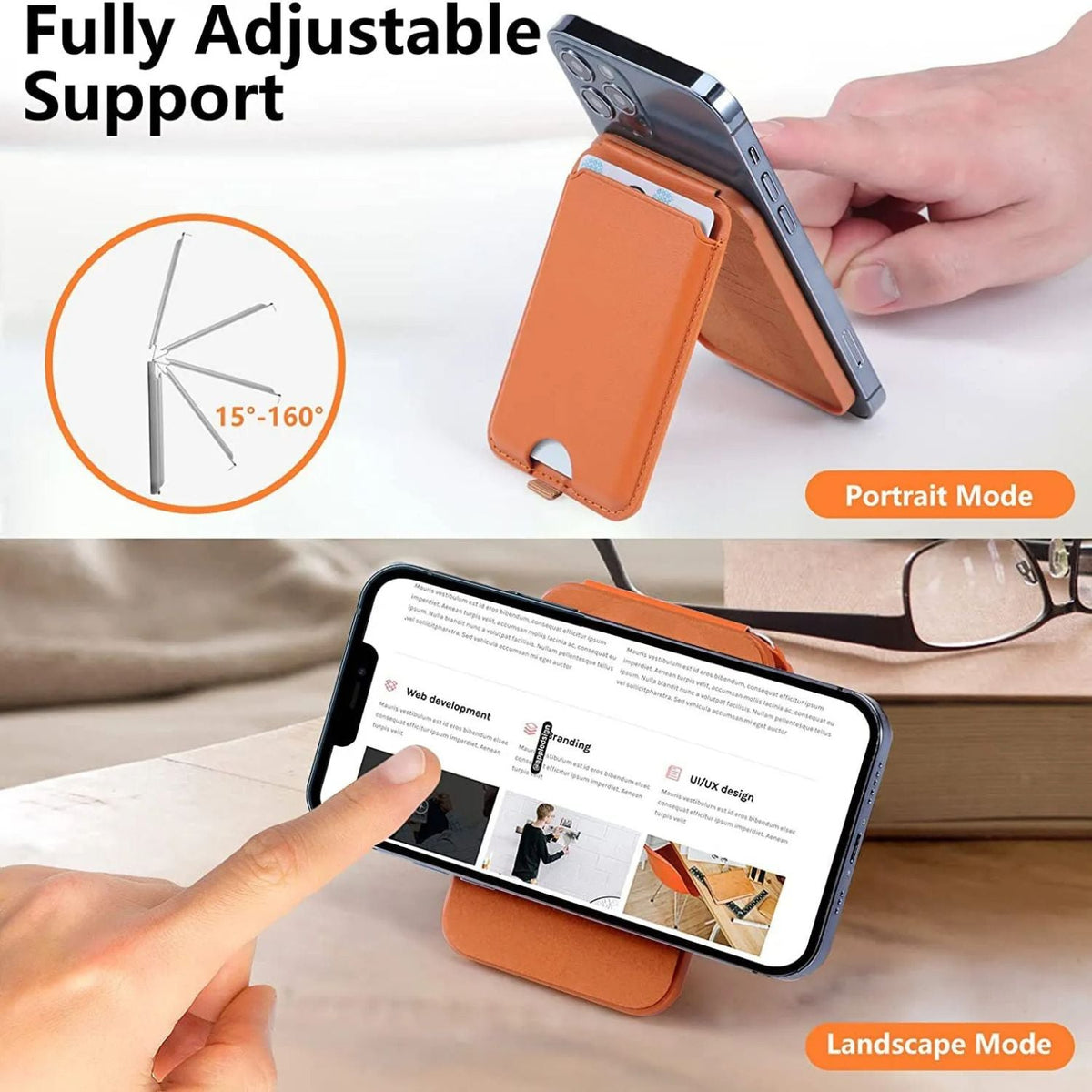 Magnetic Wallet and Phone Stand with Clip for Secure Carry