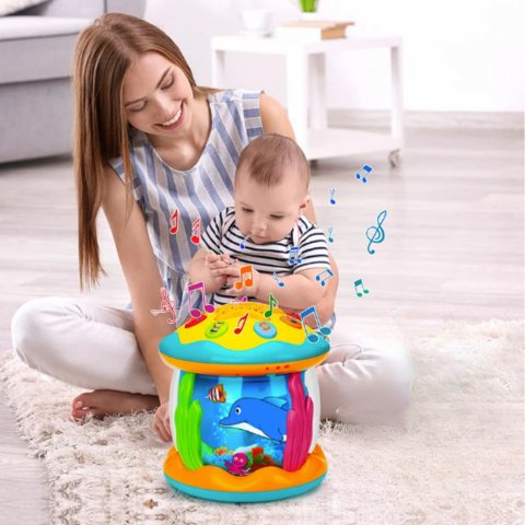 Sensory Baby Drum Toy with Lights and Music