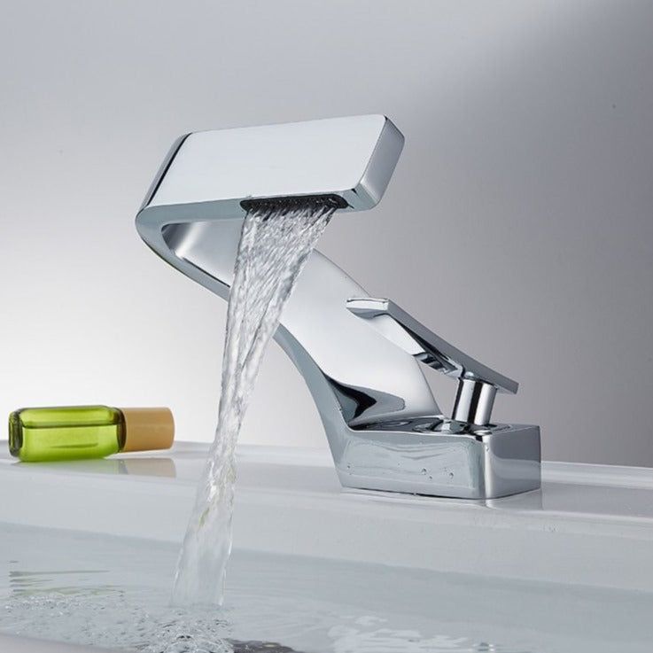 Hot and Cold Curved Faucet - Deck Mounted Waterfall
