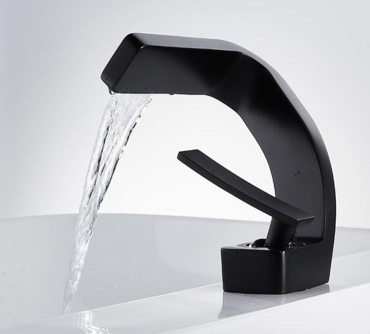 Hot and Cold Curved Faucet - Deck Mounted Waterfall