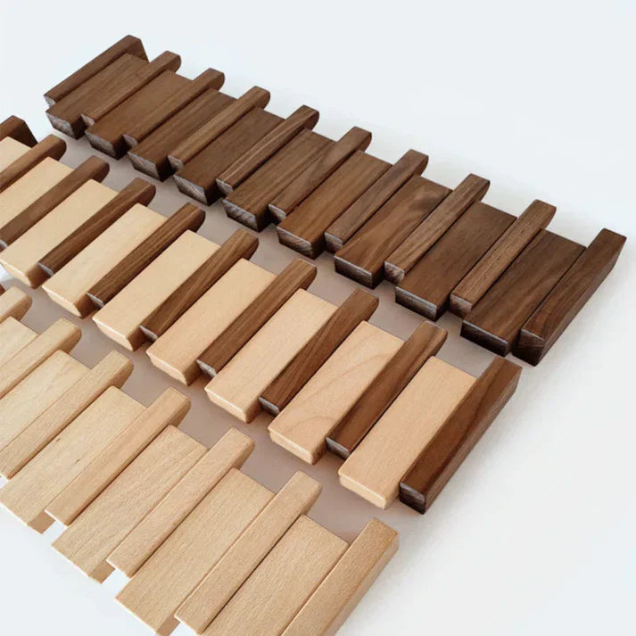 Wooden Wall Coat Rack with Piano-Style Folding Hooks