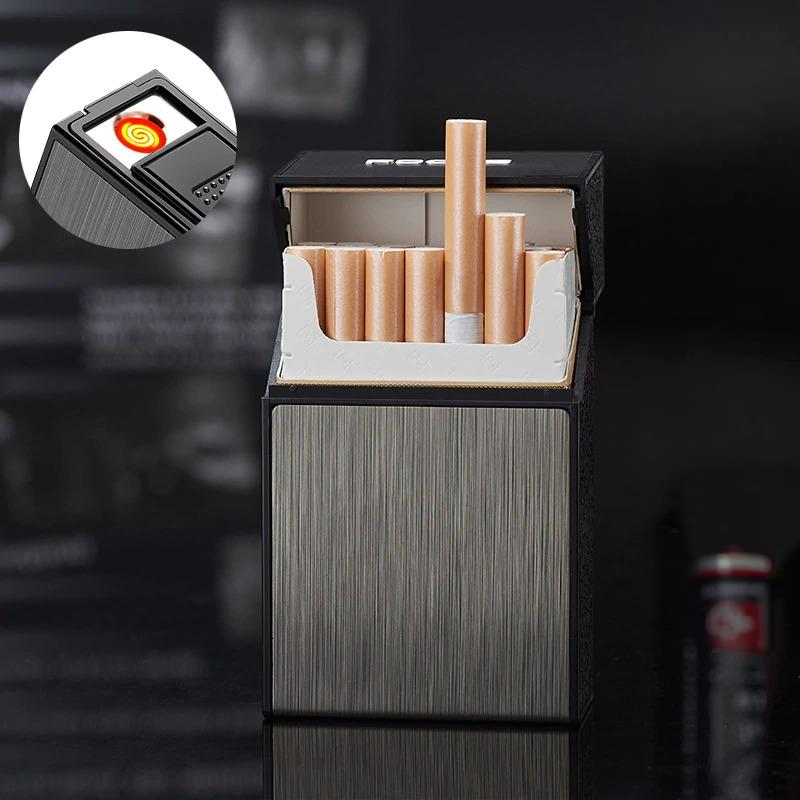 Rechargeable coil lighter with integrated cigarette case