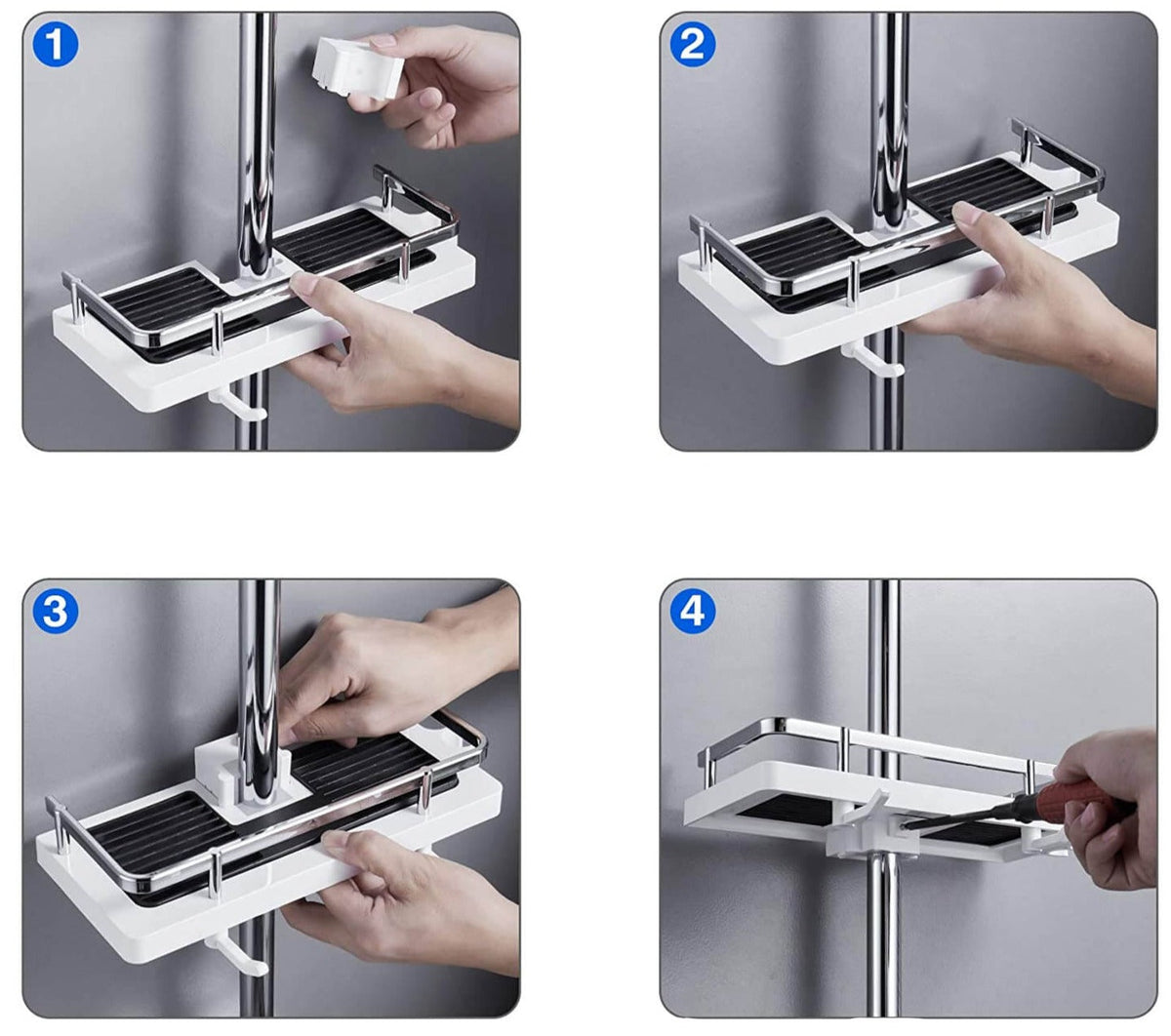 Bathroom Shower Storage Rack - Rod Shower Holder