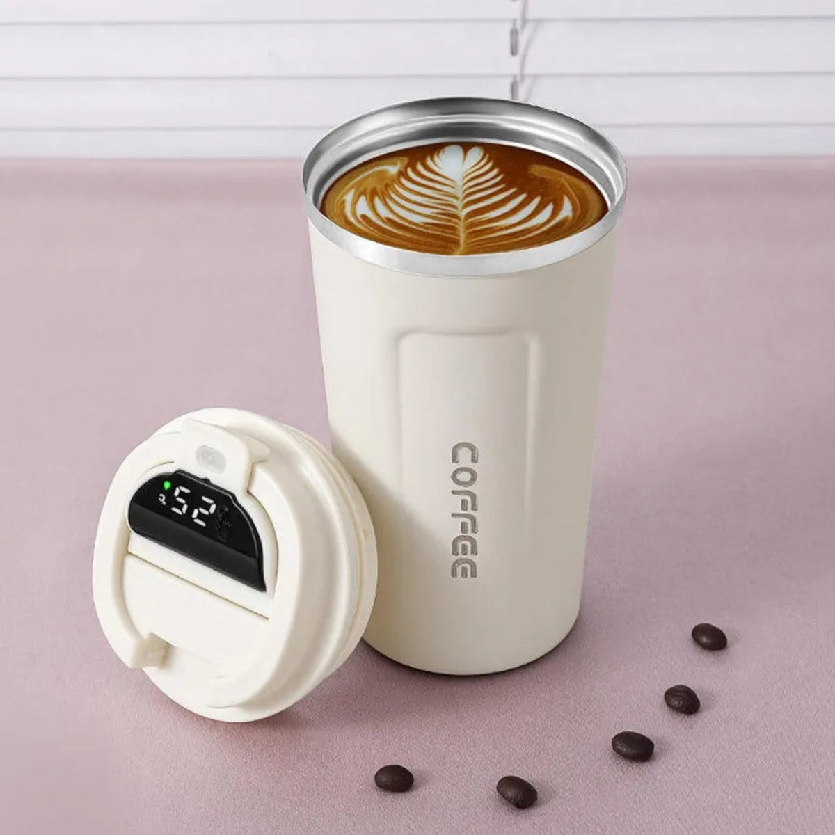 Stainless Steel Mug with Temperature Display for Hot and Cold Drinks