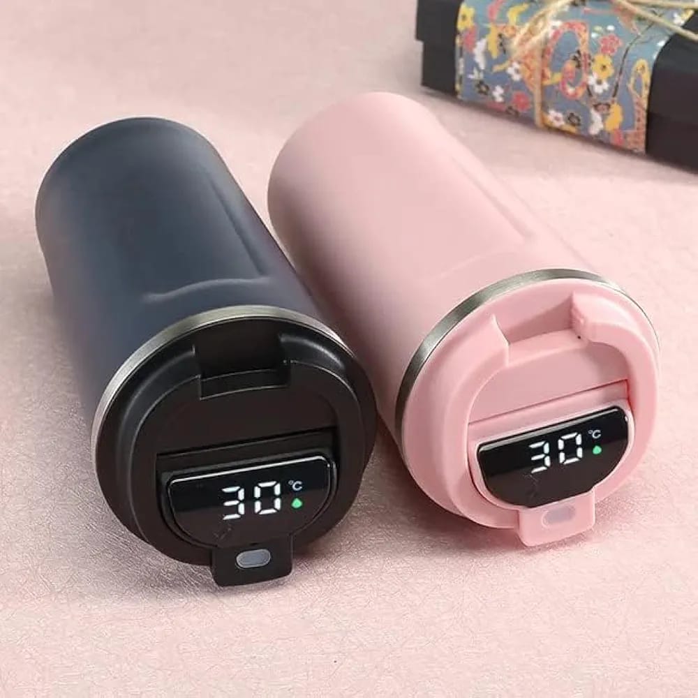 Stainless Steel Mug with Temperature Display for Hot and Cold Drinks