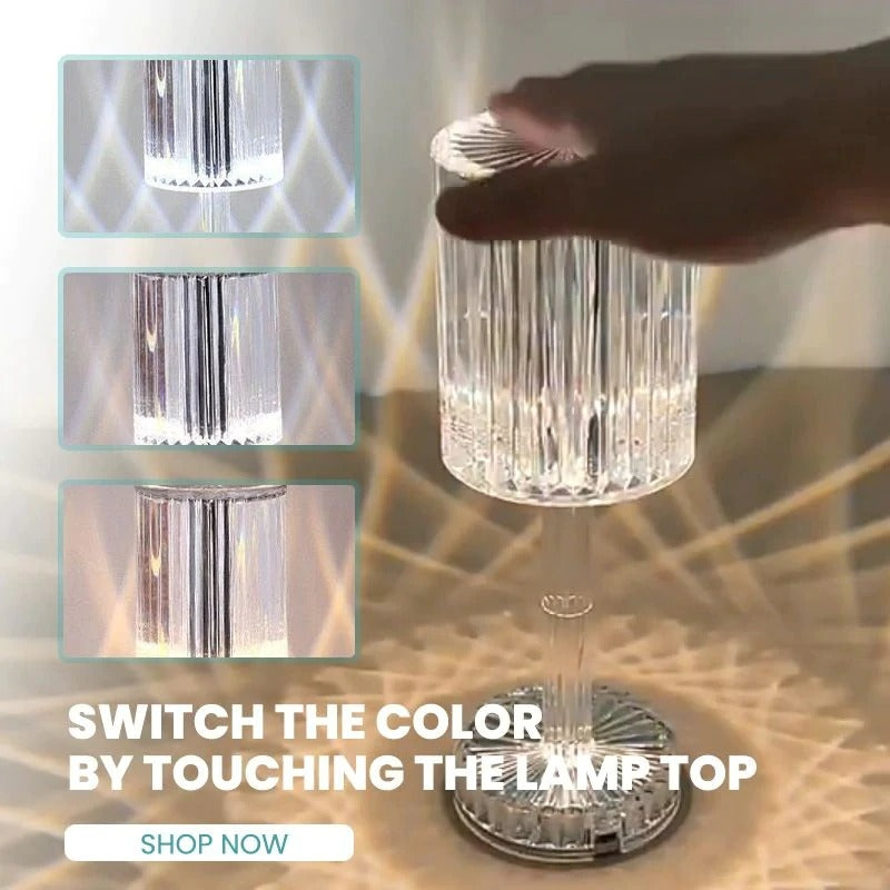 Touch Control Crystal Lamp with Dimmable Light