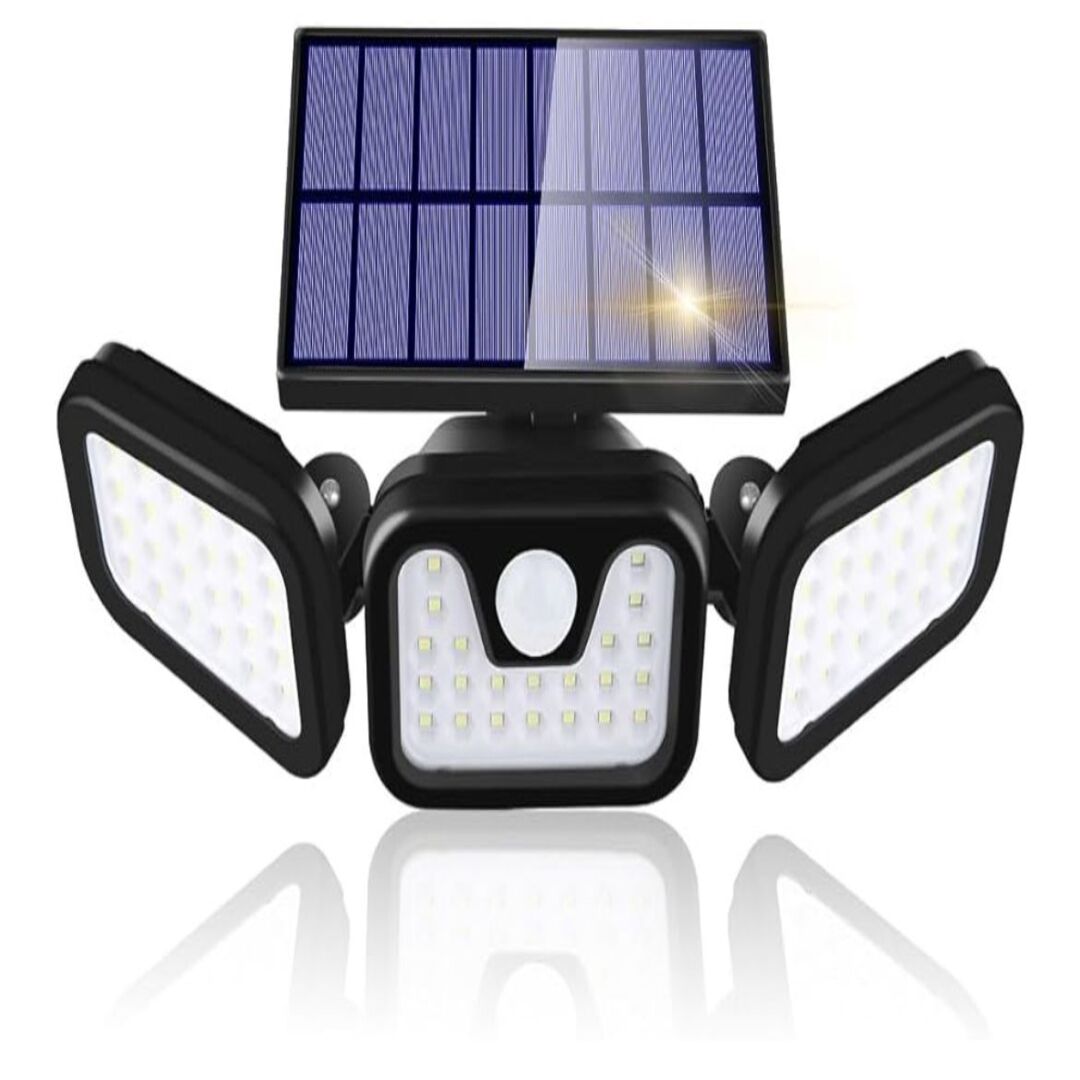 Triple-Head Solar Power Security Light for Home and Garden