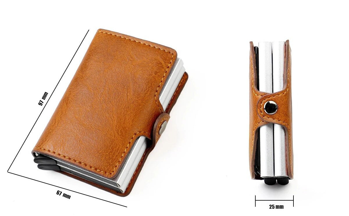 RFID Blocking Leather Wallet with Pop-Up Card Holder