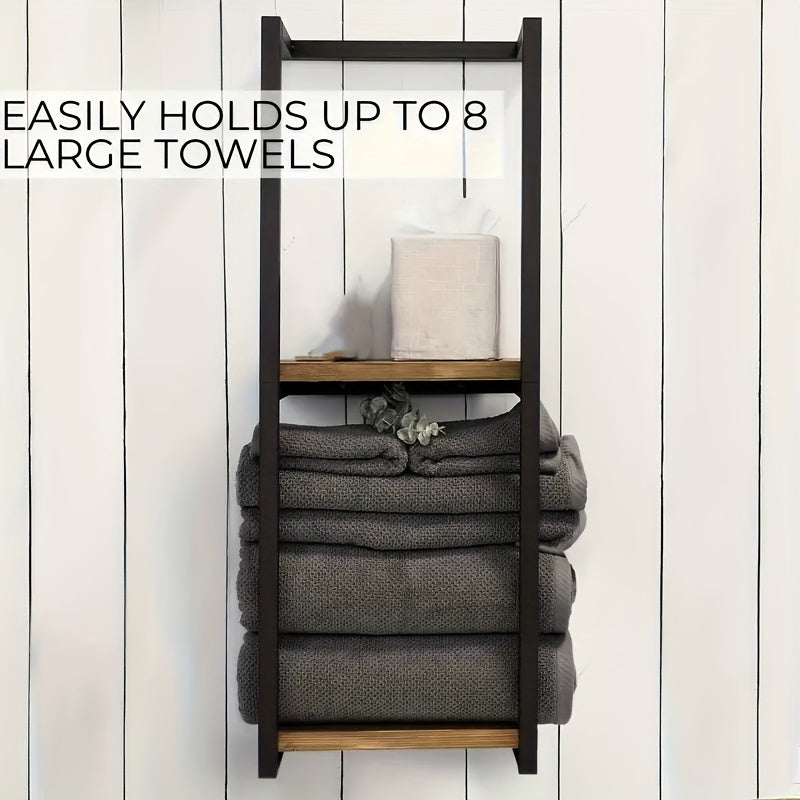 Wall Mounted Metal Towel Rack with Waterproof Bathroom Shelf