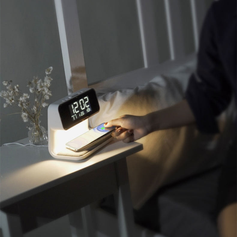 Digital 3-in-1 Bedside Lamp with Wireless Charger