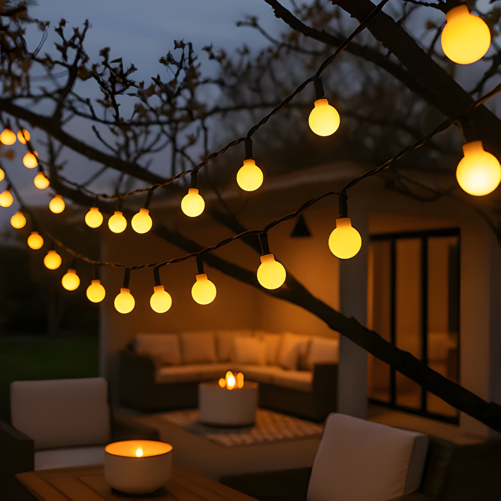 Solar Powered Outdoor String Lights for Garden and Patio Ambiance