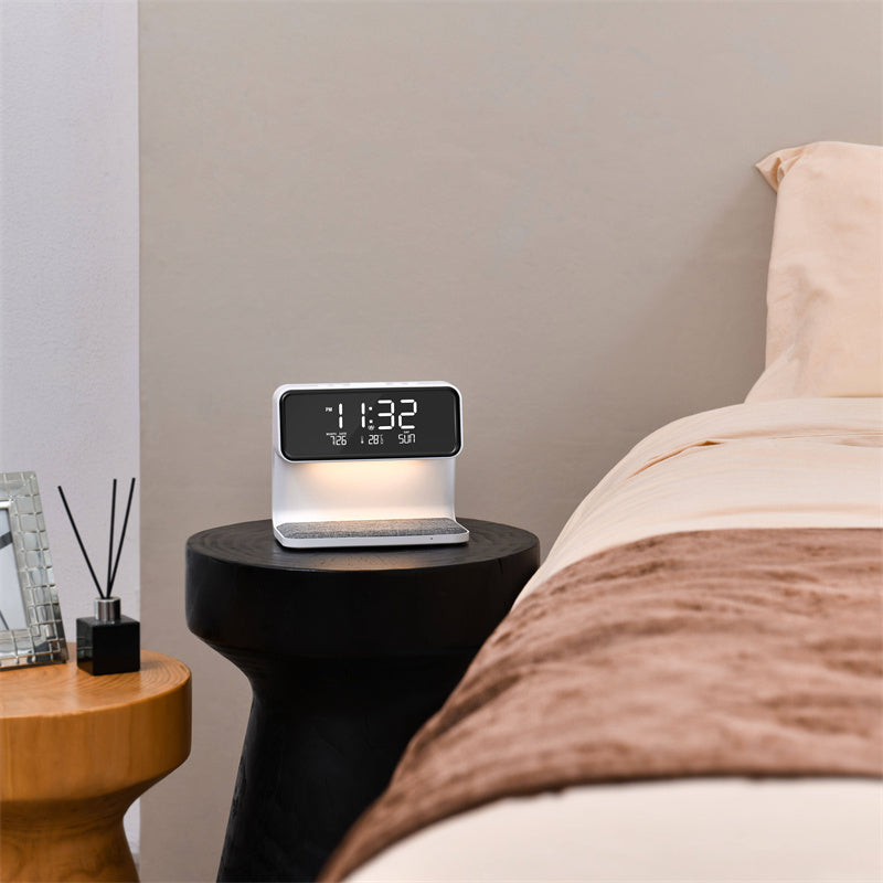 Digital 3-in-1 Bedside Lamp with Wireless Charger