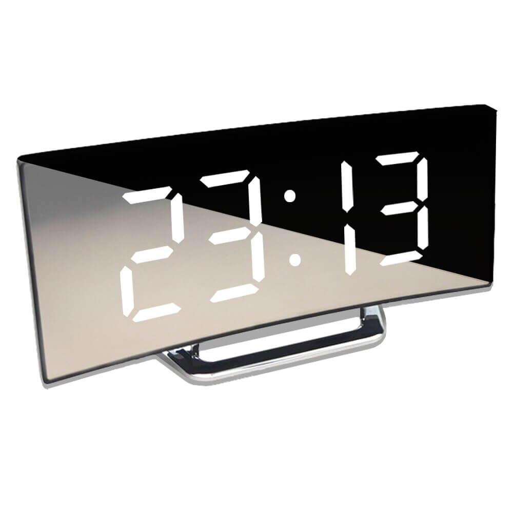 Curved LED Digital Alarm Clock with Desk Display