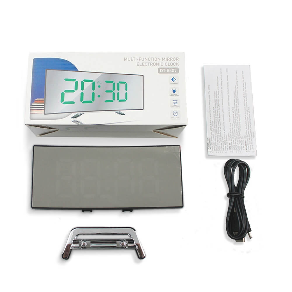 Curved LED Digital Alarm Clock with Desk Display