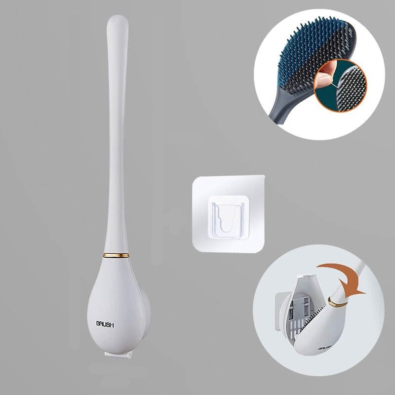 Wall-Mounted Flexible Toilet Brush with Holder