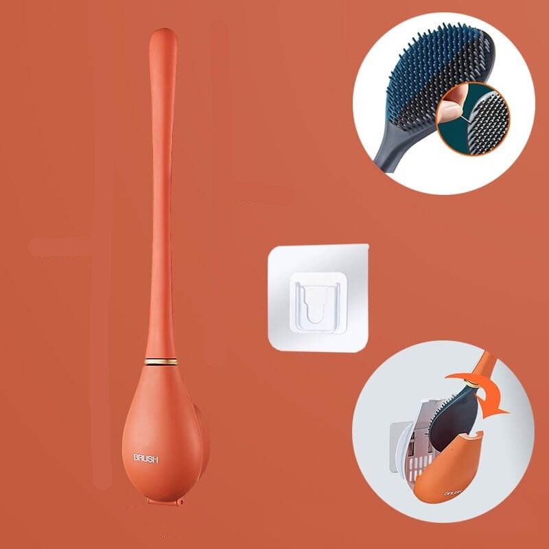 Wall-Mounted Flexible Toilet Brush with Holder