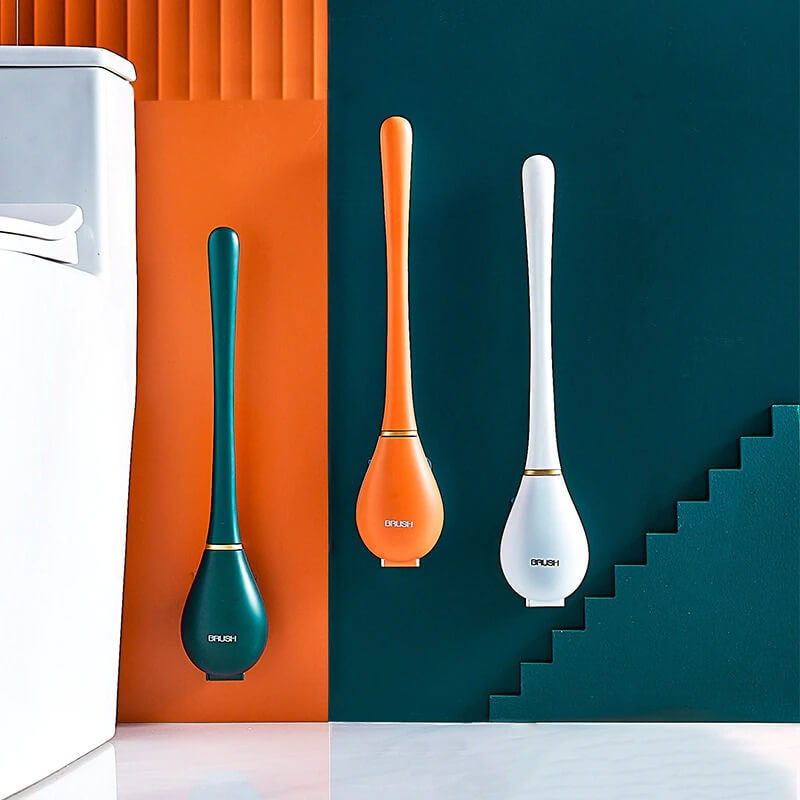 Wall-Mounted Flexible Toilet Brush with Holder