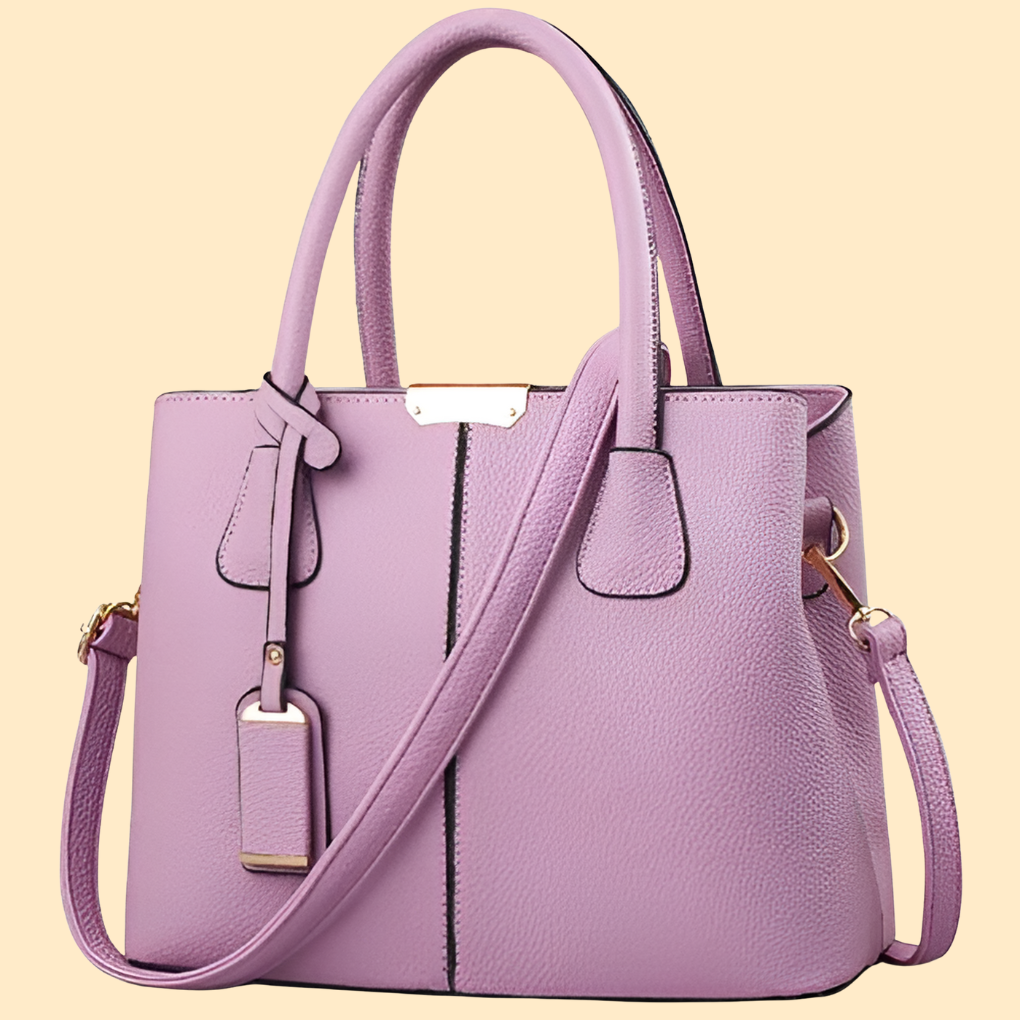 Pebbled Leather Tote Bag with Top Handles & Adjustable Crossbody Strap