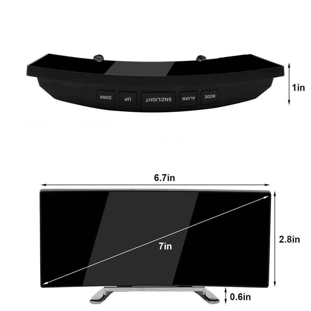 Curved LED Digital Alarm Clock with Desk Display