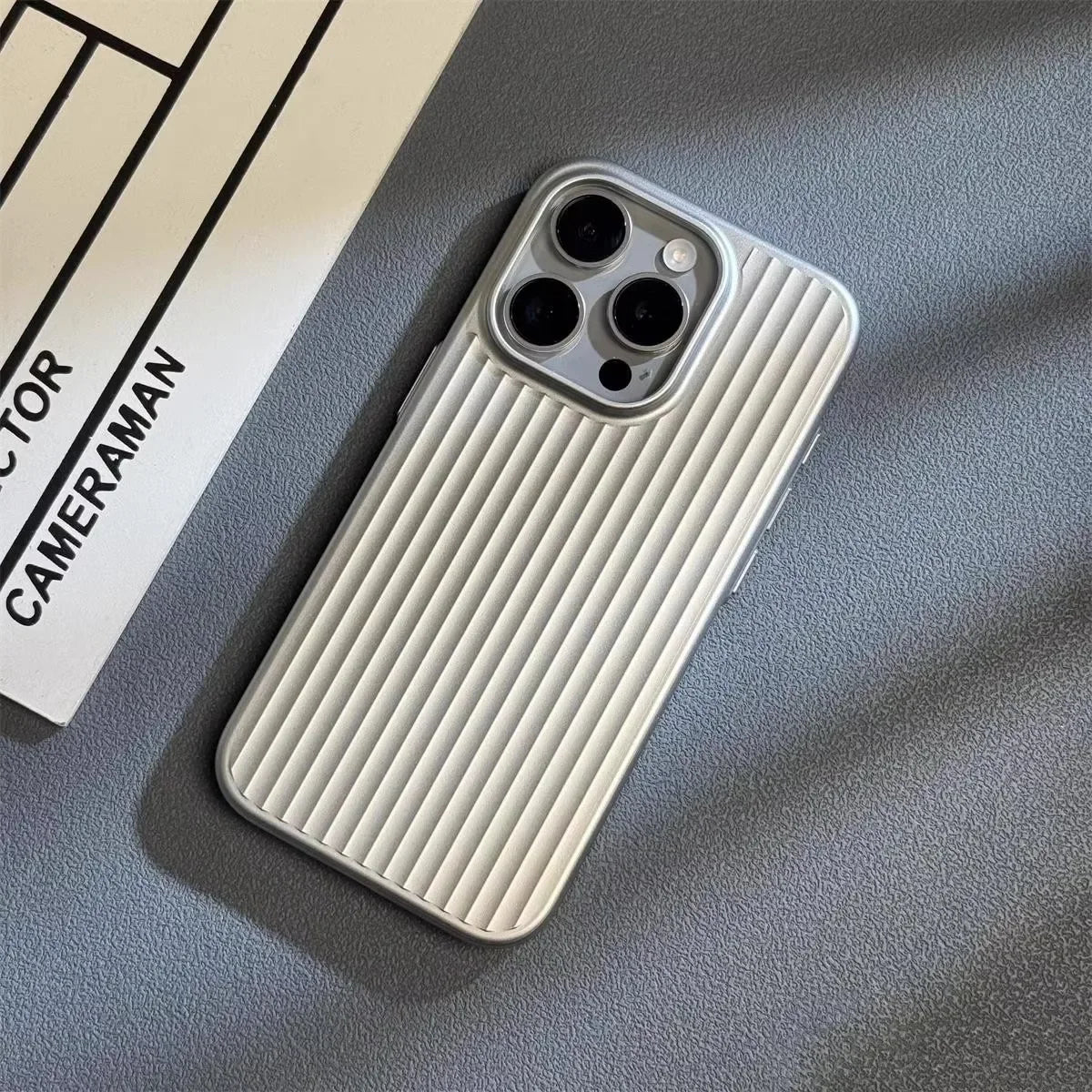 Minimalist Metallic Phone Case with Ribbed Texture