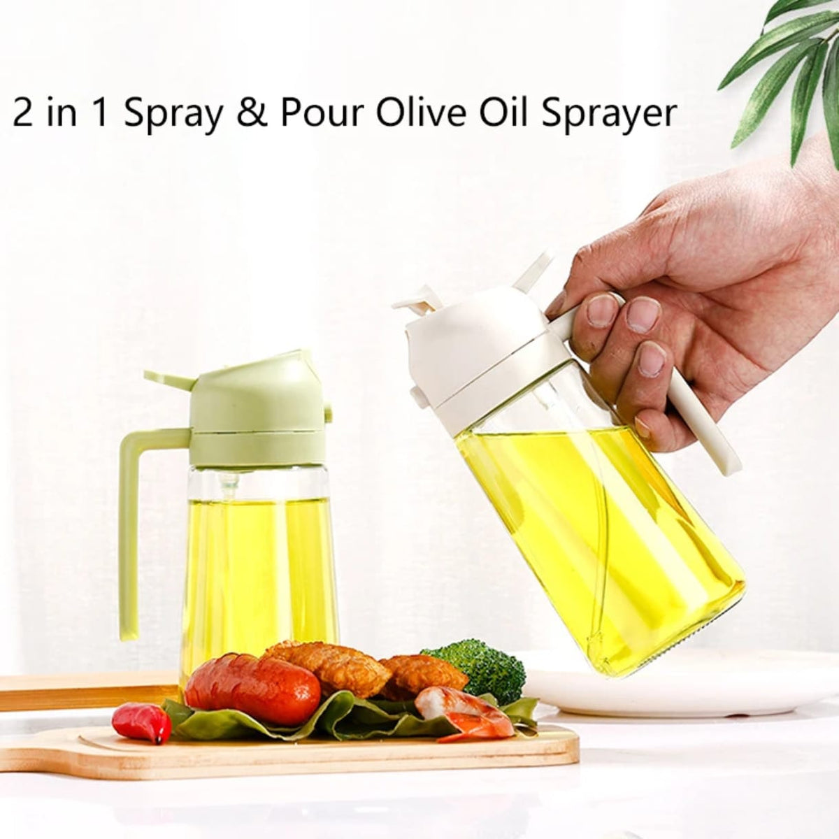 Two in One Spray and Pour Oil Dispenser Bottle for Kitchen Use