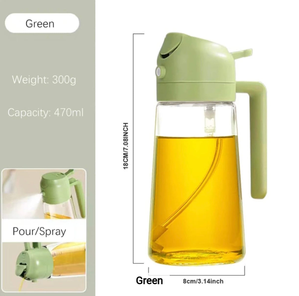 Two in One Spray and Pour Oil Dispenser Bottle for Kitchen Use