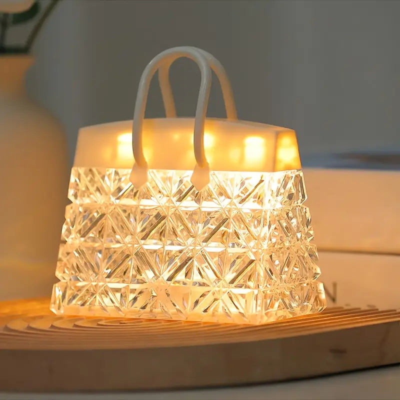 Handbag LED Table Lamp with Glass Shade for Soft Ambient