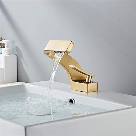 Hot and Cold Curved Faucet - Deck Mounted Waterfall